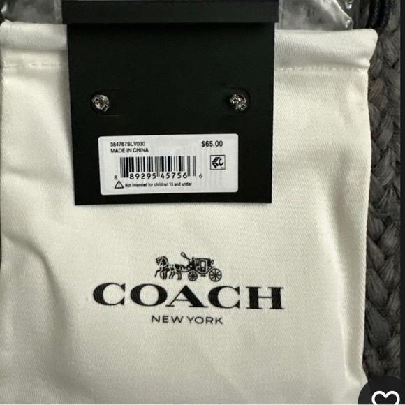 New Small Coach of New York Signature "C" Crystal Dangle Drop Earrings - Picture 3 of 4